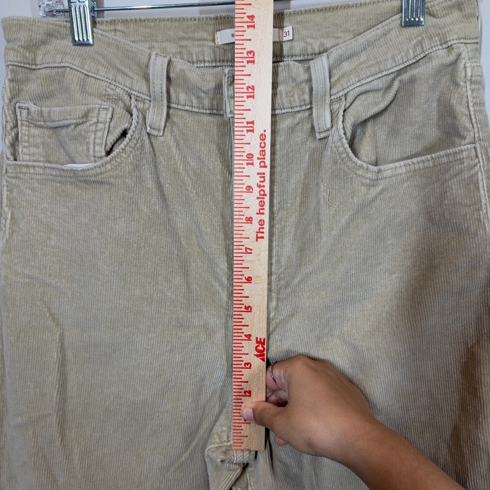 Levi's Ribcage Bell High Rise Corduroy Pants Tan Beige W31 L32 Wide Leg - Picture 9 of 10